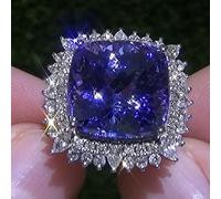 AQUALITYS Mode Grande Bague en Pierre Bleue Bijoux de Charme Femmes CZ Anneaux de Mariage promesse Bague de fiançailles Dames Accessoires Cadeaux