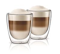 Aqualogis Lot de 2 tasses en verre isotherme à double paroi - Thé, cappuccino et café - 300 ml