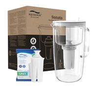 Aqualogis Sonata 2.9L | Carafe en verre avec filtre | Cartouche UniX (remplacement classique) | Blanc | Réduit la pierre, le chlore | Sélection écologique (Eco Friendly)
