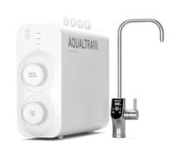 AQUALTRA USF-AR-800 Système d'osmose inverse sous évier, osmoseur alcalin 10 étages sans réservoir, certifié NSF/ANSI/CAN 372, 800 GPD, rapport pur/eaux usées 3:1, robinet LED intelligent