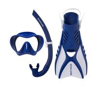 Aqualung Neos - Pack Snorkeling Complet avec Masque Frameless + Tuba + Palmes réglables Talon Ouvert, Verre trempé, Voyage Compact, Adulte