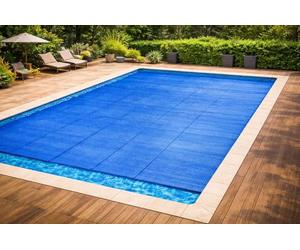 Aqualux EDG by International Bâche Solaire Premium 800x400 cm Rectangulaire Bordée Périmètre 400 Microns Bleu Couverture Piscine 8x4m