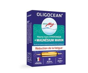 Aquamag-Plasma marin Hypertonique-Magnésium Marin-Méthode Quinton- Ampoule | Cure 20 ampoules de 10 ml - Fatigue - Eau de mer pure Bretagne - Fabrication française - Oligocéan - Superdiet