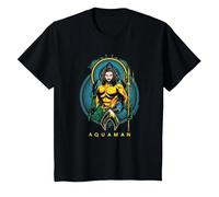 Aquaman Movie Aqua Nouveau T-Shirt, Enfant, Noir, 4 Ans