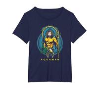 Aquaman Movie Aqua Nouveau T-Shirt, Femme Grandes Tailles, Bleu Marine, 3X
