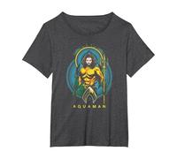 Aquaman Movie Aqua Nouveau T-Shirt, Femme Grandes Tailles, Chiné Foncé, 3X