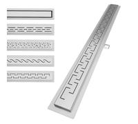 Aquamarin® Caniveau de Douche - Linéaire, Rectangulaire, Acier Inoxydable, 100 cm, Grille à Pont - Drain de Douche, Gouttière de Douche, Écoulement, Drainage, Salle de Bain, Sol de Cuisine