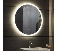 Aquamarin® Miroir Salle de Bain - LED, Rond, CEE Tactile, Mural, 3en1, Éclairage Blanc Froid/Chaud/Neutre, Anti-Buée, Taille au Choix - Lumineux, Cosmétique, Maquillage (Ø 80cm)