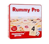 Aquamarine Games Rummy Pro Jeu de société Classique avec jetons en résine, Comprend 4 pupitres et Un Sac