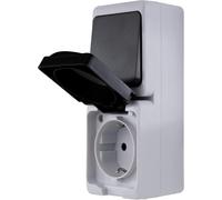 Aquamini, Mini Prise - Commutateur A/W, 38% De Volume En Moins, Ip54, Double Pôle, Montage En Surface, Gris