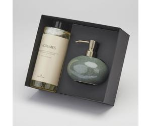 Aquanova Boîte Cadeau - Distributeur de savon Ugo - Forêt (vert militaire) et recharge de savon liquide Paris - Agrumes GIFTUGODIS269-AGR