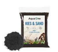 AquaOne Gravier d'aquarium 5 kg Fond de Sable Noir Clair Multicolore | fin moyen grossier, Sable de quartz Décoration Aquascaping Granulométrie noir 1-2mm