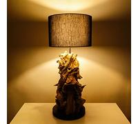 AquaOne Lampe naturelle - Lampadaire en bois naturel rustique - Lampe sur pied - Décoration de meubles en bois - Fabriquée à la main avec racine unique - Abat-jour noir (Tokyo)