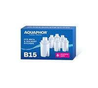 AQUAPHOR B15 Lot de 6 cartouches filtrantes universelles de rechange compatibles avec toutes les carafes filtrantes Brita Classic et Wilkos 170 l par filtre