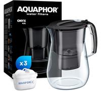 AQUAPHOR Carafe filtrante à eau Onyx de 4,2 L, pour réduire le calcaire, le chlore et autres impuretés, comprend 3 cartouches filtrantes Maxfor+ Carafe filtrante à eau de qualité supérieure effet