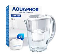 AQUAPHOR Filtre à Eau améthyste Blanc avec 1 Filtre MAXFOR+ I Carafe de 2,8 l I s'adapte à la Porte du réfrigérateur I Réduit Le calcaire et Le Chlore I Filtre à Eau de Table I Récipient élégant