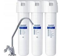 AQUAPHOR Crystal HA TRIO Filtre à eau potable avec robinet à 1 voie Adoucisseur d'eau avec barrière contre les germes Microfiltration jusqu'à 0,8 micromètre