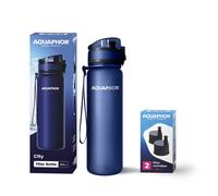AQUAPHOR Ensemble CITY Bouteille Filtrante Inclus 1+2 Filtres, 500 Ml, Marine