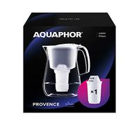 AQUAPHOR Filtre à eau Provence blanc avec 1 filtre A5 I Carafe pour 4,2 l I Grand filtre à eau aspect verre I Réduit le calcaire et le chlore I Filtre à eau de table I Récipient élégant I Parfait pour