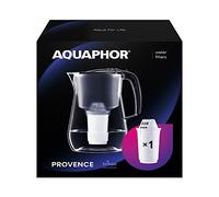 AQUAPHOR Filtre à eau Provence noir avec 1 filtre A5 I Carafe pour 4,2 l I Grand aspect verre I Réduit le calcaire et le chlore I Filtre à eau de table I Récipient élégant I Parfait pour la famille