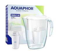 AQUAPHOR Filtre à eau Carafe Smile Blanc incl 1 filtre A5 I Réduit calcaire & chlore I Carafe 2,9 l I Filtre à eau compact & léger I Filtre à eau de table s'adapte dans porte du réfrigérateur