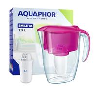 AQUAPHOR Smile Carafe filtrante avec 1 cartouche A5 de 350 litres, rose cyclamen, capacité totale de 2,4 litres (le colis peut varier)
