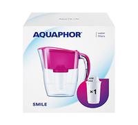 AQUAPHOR Smile Carafe filtrante à eau - 2,9 L, convient aux portes de réfrigérateur, légère, peu encombrante, comprend 1 filtre A5 350 L avec ajout de magnésium, réduit le calcaire, le chlore, les