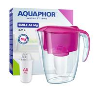AQUAPHOR Smile Carafe filtrante à eau - 2,9 L, convient aux portes de réfrigérateur, légère, peu encombrante, comprend 1 filtre A5 350 L avec ajout de magnésium, réduit le calcaire, le chlore, les