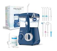 Aquapik® Advanced Irrigateur buccal Idéal pour l'orthodontie, les implants et les gencives sensibles Kit blanchissant + 8 buses | 10 niveaux de pression recommandés par les dentistes (Bleu)