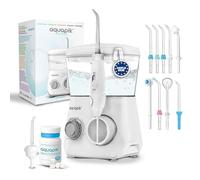Aquapik® Hydropulseur Advanced Irrigateur buccal Idéal pour l'orthodontie, les implants et les gencives sensibles Kit blanchissant + 10 buses | 10 niveaux de pression