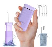 Aquapik® Mini Hydropulseur Dentaire Portable 200 ml, réservoir télescopique, rechargeable USB-C, 3 modes de pression, étanche IPX8, idéal pour les voyages et le bureau, nettoyage dentaire profond.