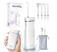 Aquapik® Mini Jet Hydropulseur Dentaire Portable 200 ml, réservoir télescopique, rechargeable USB-C, 3 modes de pression, étanche IPX8, idéal pour les voyages et le bureau, nettoyage dentaire profond