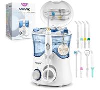 Aquapik Pro Hydropulseur 600 Ml, 10 Niveaux De Pression, 8 Buses, Water Flosser, Blanc