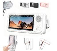 Aquaplay Phone Holder, Aqua Play Phones Holder with Speaker, Aqua Play Shower Phone Case - Waterproof/Fog-Proof, HD Touch Screen, 360° Rotation, Angle Adjustable, Enhanced Sound Quality (White)