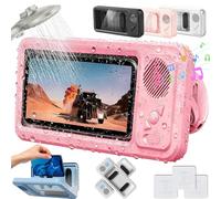 Aquaplay Phone Holder, Aqua Play Phones Holder with Speaker, Aqua Play Shower Phone Case - Waterproof/Fog-Proof, HD Touch Screen, 360° Rotation, Angle Adjustable, Enhanced Sound Quality (Pink)