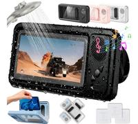 Aquaplay Phone Holder, Aqua Play Phones Holder with Speaker, Aqua Play Shower Phone Case - Waterproof/Fog-Proof, HD Touch Screen, 360° Rotation, Angle Adjustable, Enhanced Sound Quality (Black)