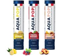 Aquapop Pastilles Électrolytes Sans Sucre - 60 Comprimés Vitamines - Hydratation & Énergie - Fruits Rouges, Citron, Pêche.