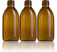 AQUAPURELIFE Lot de 3 ou 5 bouteilles en verre ambre | Bouchon de dosage | Spécial pour cosmétique +pharmacie+liquides (250 ml, pack3)