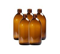 AQUAPURELIFE Lot de 5 bouteilles en verre ambré de 500 ml | Récipients hermétiques pour la conservation des produits liquides, sûrs et de haute qualité