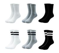 Aquarbor 6 paires de chaussettes pour enfants pour garçons Years Athletic Crew en coton pour jeunes adolescents (FR/ES, Numérique, 28, 31, Taille normale, blanc noir gris)