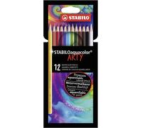 STABILO Crayons de couleur STABILOaquacolor ARTY aquarellables – Étui carton x 12