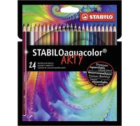 STABILO STABILOaquacolor ARTY - Crayon de couleur - Etui carton x 24 crayons aquarellables - Gamme ARTY