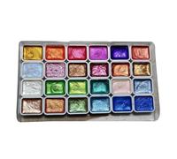 Aquarelle 24 Couleurs - Set Peinture Métallique Brillante Effet Perlé, Godets Solides Pour Adultes | Coffret Aquarelle Pour Débutants Créatifs, Artistes Confirmés