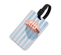 Aquarelle A Rayé Plage Parapluie Étiquette Bagage Sac Voyage Valise Bagage Nom Tags