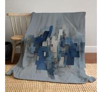 Aquarelle Abstraite Géométrique Couverture en Flanelle, Style Nordique Minimaliste Plaid Couverture Polaire Douillette, Jeté De Canapé Convient Adultes Rester Chaud en Hiver (220x240cm, Bleu Foncé)