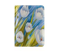 Aquarelle Abstraite Rose Blanche Détenteur d'un Passeport Titulaire Etui en Cuir Véritable Couverture de Passeport pour Voyage Hommes Femmes