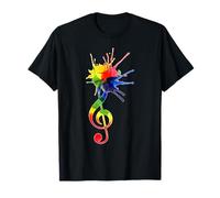 Aquarelle Arc-en-ciel Clef de Sol T-Shirt Note de Musique Tee T-Shirt