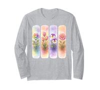 Aquarelle Arc-en-Ciel Rose Tulipe Pensée Dahlia Blooms Manche Longue