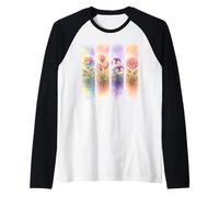 Aquarelle Arc-en-Ciel Rose Tulipe Pensée Dahlia Blooms Manche Raglan