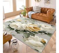 Aquarelle Art Roses Illustration Florale Tapis Antidérapant à Poils Courts 80x150 cm Blanc Tapis de Salon et Chambre, Facile d’Entretien, Dos Antidérapant, Décoration Douce pour Enfants et Animaux